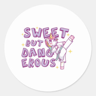 Sweet but dangerous Karate Unicorn Classic Round Sticker