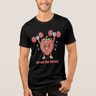 Sweet But Strong – Strawberry Gym Cartoon Tri-Blend Shirt