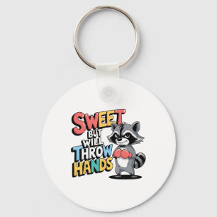 Sweet But Tough Racoon Boxing Humour Attitude Funn Key Ring