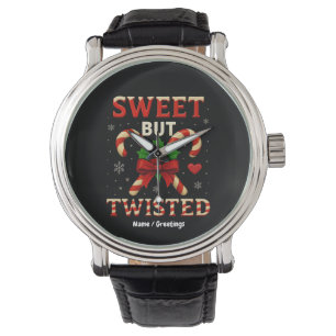 Sweet But Twisted Candy Cane Christmas Funny Gift Watch