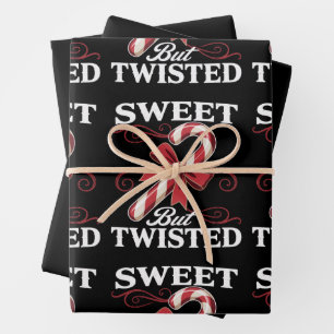 Sweet But Twisted Candy Cane Christmas Holiday Wrapping Paper Sheet
