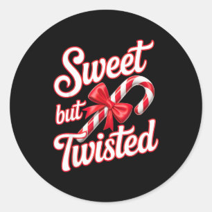 Sweet But Twisted Candy Cane Funny Christmas  Classic Round Sticker