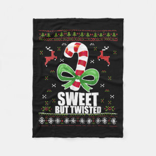 Sweet But Twisted Funny Candy Cane Ugly Christmas  Fleece Blanket
