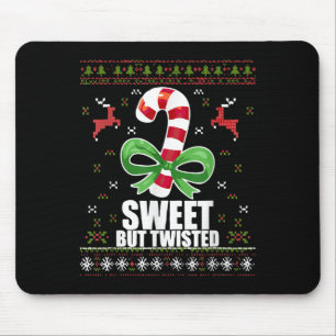 Sweet But Twisted Funny Candy Cane Ugly Christmas  Mouse Mat