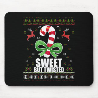 Sweet But Twisted Funny Candy Cane Ugly Christmas  Mouse Mat