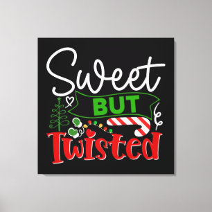 Sweet But Twisted Funny Christmas Candy Cane Canvas Print