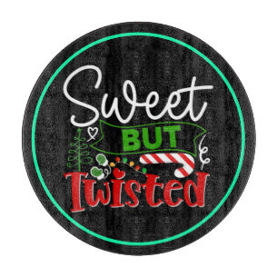 Sweet But Twisted Funny Christmas Candy Cane Cutting Board