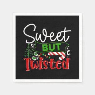 Sweet But Twisted Funny Christmas Candy Cane Napkin