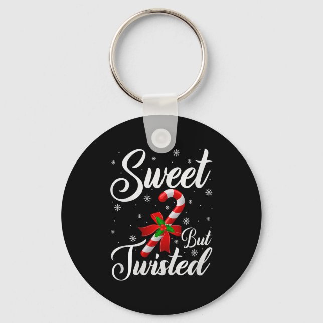 Sweet But Twisted Funny Christmas Candy Cane Premi Key Ring (Front)