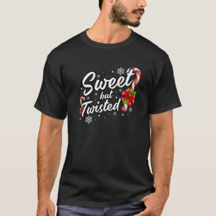Sweet But Twisted Funny Christmas Candy Cane Premi T-Shirt