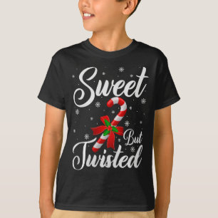 Sweet But Twisted Funny Christmas Candy Cane Premi T-Shirt