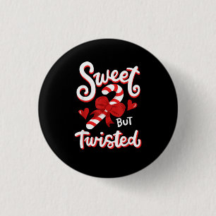Sweet But Twisted Funny Christmas Candy Cane Santa 3 Cm Round Badge