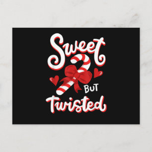 Sweet But Twisted Funny Christmas Candy Cane Santa Holiday Postcard