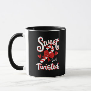 Sweet But Twisted Funny Christmas Candy Cane Santa Mug