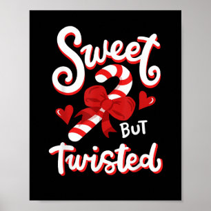 Sweet But Twisted Funny Christmas Candy Cane Santa Poster