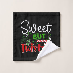 Sweet But Twisted Funny Christmas Candy Cane Wash Cloth