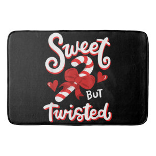 Sweet But Twisted Funny Christmas Candy Cane Xmas  Bath Mat