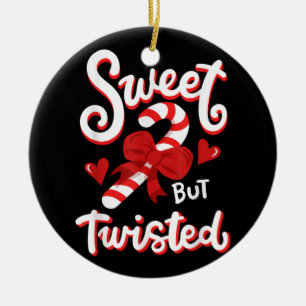 Sweet But Twisted Funny Christmas Candy Cane Xmas Ceramic Tree Decoration
