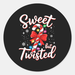 Sweet But Twisted Funny Christmas Candy Cane Xmas Classic Round Sticker