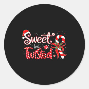 Sweet But Twisted Funny Christmas Candy Cane Xmas Classic Round Sticker