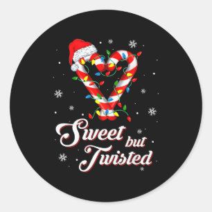 Sweet But Twisted Funny Christmas Candy Cane Xmas Classic Round Sticker
