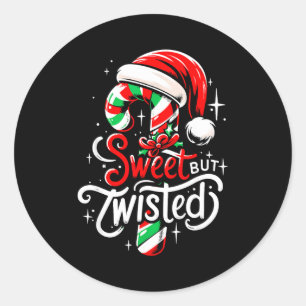 Sweet But Twisted Funny Christmas Candy Cane Xmas Classic Round Sticker