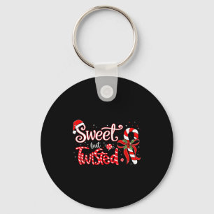 Sweet But Twisted Funny Christmas Candy Cane Xmas  Key Ring