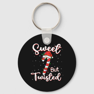 Sweet But Twisted Funny Christmas Candy Cane Xmas Key Ring