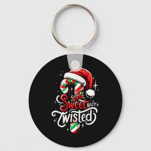 Sweet But Twisted Funny Christmas Candy Cane Xmas Key Ring