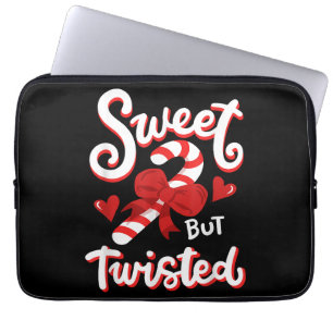 Sweet But Twisted Funny Christmas Candy Cane Xmas Laptop Sleeve