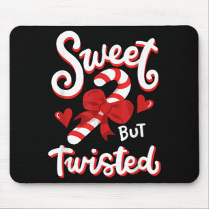 Sweet But Twisted Funny Christmas Candy Cane Xmas Mouse Mat
