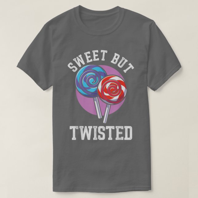 Sweet But Twisted Funny Christmas Candy Lollipop C T-Shirt (Design Front)