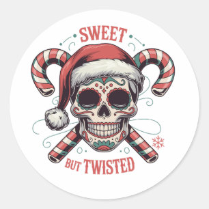 Sweet But Twisted Skeleton Xmas Spooky Halloween Classic Round Sticker