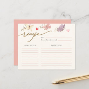 Sweet Butterflies Bridal Shower Recipe Card