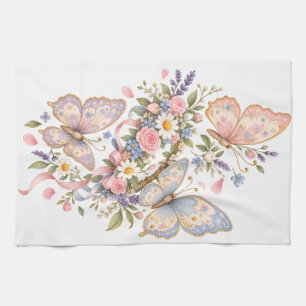 Sweet Butterfly Garden Design for Magical Tea Towel