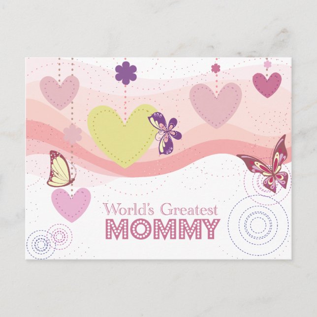 Sweet butterfly hearts world's greatest mummy card (Front)