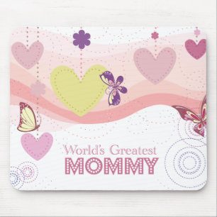 Sweet butterfly hearts world's greatest mummy mouse mat