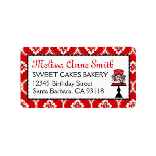 Sweet Cake Address Label Red