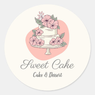 Sweet Cake Bakery Cake & Dessert Logo Classic Round Sticker