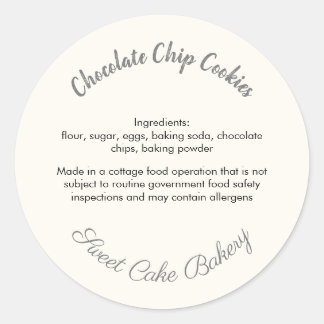 Sweet Cake Bakery Chocolate Cookie Ingridients Classic Round Sticker