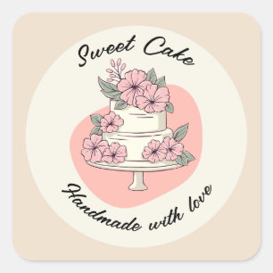 Sweet Cake Bakery Logo Square Sticker
