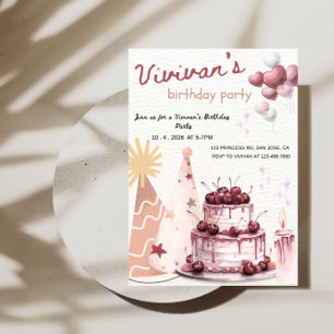 Sweet Cake Birthday Girl Party Invitation