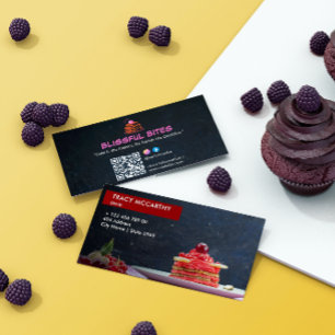Sweet Cake Business Elegant Cheery Cake Business Card