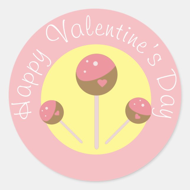Sweet Cake Pop Valentines  Pink   Classic Round St Classic Round Sticker (Front)