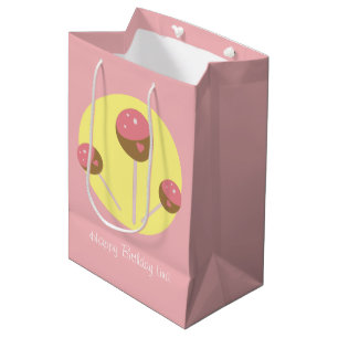 Sweet Cake Pop Valentines Pink Medium Gift Bag