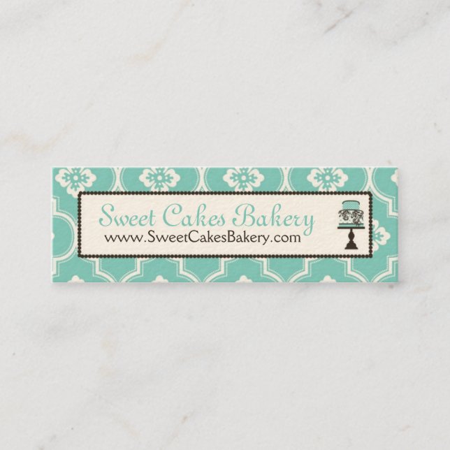 Sweet Cake Skinny Business Card Turq CR (Front)