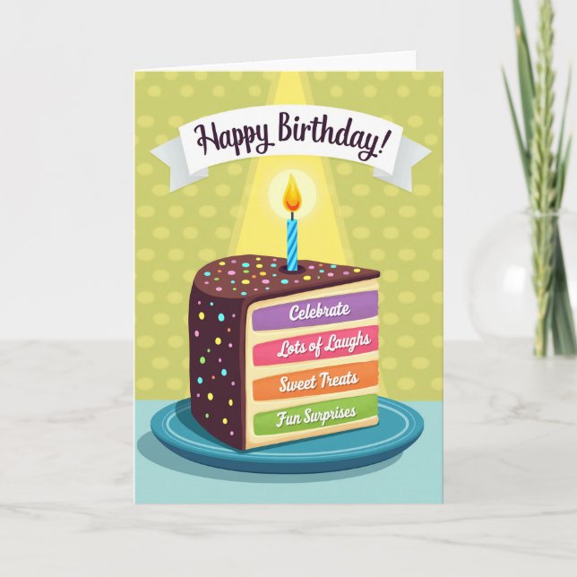 Sweet Cake Slice Birthday Card (Front)