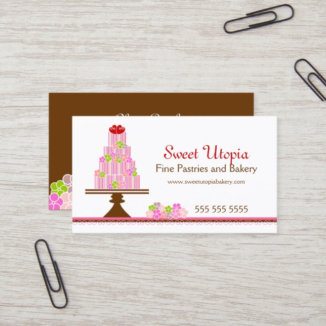 Sweet Cakes Bakery Business Card (Front/Back In Situ)