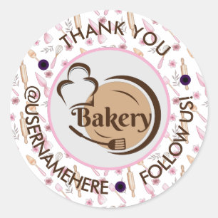 Sweet Cakes Bakery Watercolor Round Thank You Classic Round Sticker
