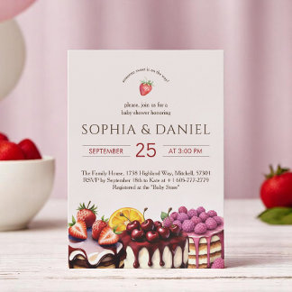 Sweet Cakes Watercolor Baby Shower Invitation